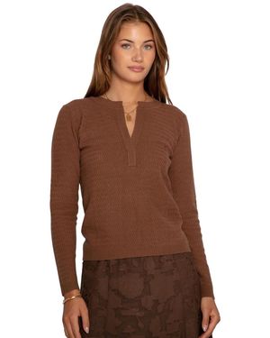 Belle & Bloom Frankie Textured Knitted Long Sleeve Top - Brown