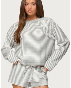 Edikted Jainee Striped Long Sleeve T Shirt - Gray