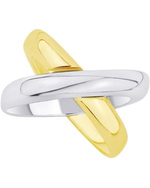 And Now This Two-tone Silver-plated And 18k Gold-plated Brass X Ring - Metallic