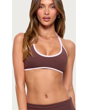 Edikted Anica Colorblock Contrast Scoop Neck Bralette - Brown