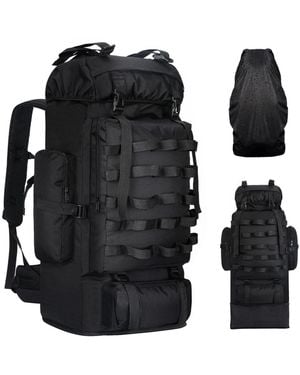 Piscifun 70l 100l Expandable Waterproof Hiking Backpack With Rain Cover Molle System For Camping Trekking - Black