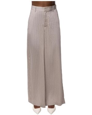 JLUXLABEL Social Club Pinstripe Wide-leg Pants - Gray
