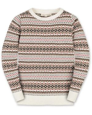 Hope & Henry Little And Big Boys' Organic Long Sleeve Intarsia Crew Neck Pullover Sweater - Natural