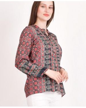 Ras Muslin Silk Button-up Top - Purple