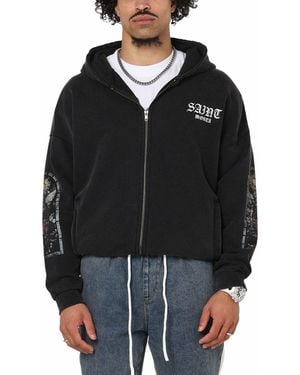 Saint Morta Men"s Kingdomcome Boxy Zip Hoodie - Black