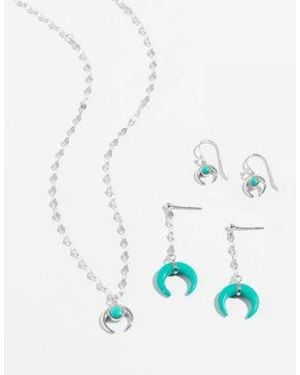 Macy's Giani Bernini Simulated Turqouise Curved Horn Jewelry Collection In Sterling - Blue