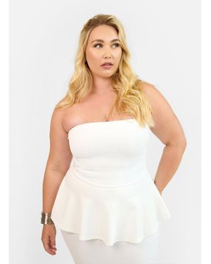 Rebdolls Plus Size Peplum Top - White
