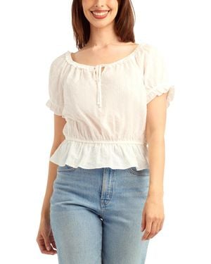 Bcx Scoop Neck Novelty Top - White
