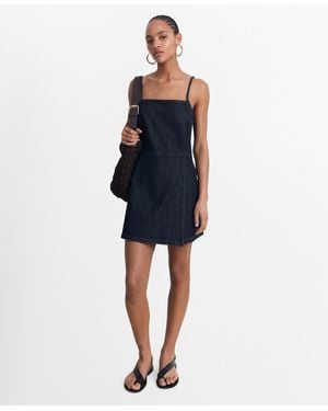 Mango Short Denim Romper - Blue