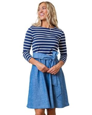 Hope & Henry Long Sleeve French Skater Dress - Blue