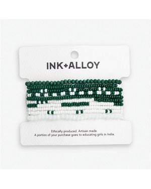 INK+ALLOY Ink + Alloy Sage 10 Stranded Beaded Stackable Stretch Bracelets - Green