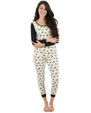 Leveret Matching Family Two-piece Cotton Long Sleeve Shirt And Pants Print Pajamas - White