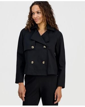 Anne Klein Essentials Petite Cropped Trench Jacket - Black