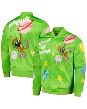 FREEZE MAX Looney Tunes Marvin The Martian Graphic Satin Full-snap Jacket - Green