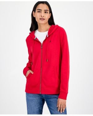 Nautica Jeans Solid Zip-front Hoodie - Red