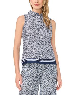 Cece Sleeveless Collared Button-down Top - Blue