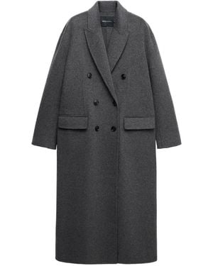 Mango Selection Wool-cashmere Blend Long Double-breasted Coat - Gray