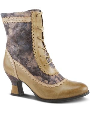 L'ARTISTE Spring Step Bewitch-floral Lace-up Bootie - Brown