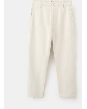 Mango Regular-fit Cotton-linen-blend Pants - White