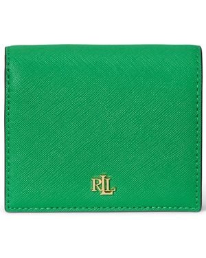 Ralph Lauren Compact Crosshatch Leather Wallet - Green