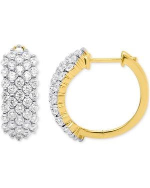 Forever Grown Diamonds Lab Grown Diamond Cluster Small Hoop Earrings (2 Ct. T.w. - Metallic