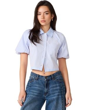 Steve Madden Reece Cotton Button-front Shirt - Blue