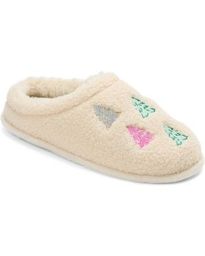 Dearfoams Holiday Novelty Trees Memory Foam Clog Slippers - White