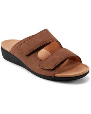 Easy Spirit Bowen Double Band Low Wedge Sandals - Brown