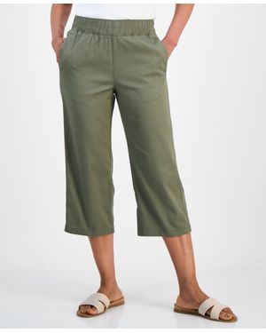 Style & Co. Petite Pull-on Wide-leg Capri Pants - Green