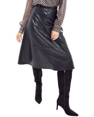 Elle Collection Faux Leather Skirt - Blue