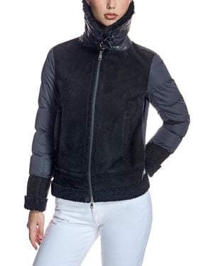 Julia & Stella By Maximilian Shearling And Puffer Down-filled Sherpa-lined Jacket - Blue