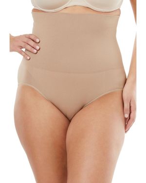 Secret Solutions Plus Size Instant Shaper Medium Control Seamless High Waist Brief - Natural