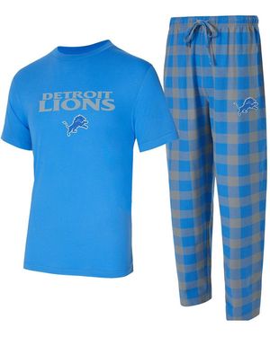 Concepts Sport 2-piece Blue/silver Detroit Lions Avondale T-shirt And Flannel Pants Set