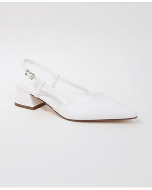 BERNESS Vieda Block Heel Slingback Pumps - White
