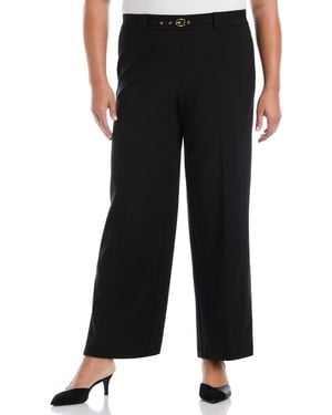 Rafaella Plus Size Wide-leg Pull-on Mid-rise Pants - Black