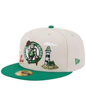 KTZ Tan/kelly Green Boston Celtics Localized City Icon 59fifty Fitted Hat