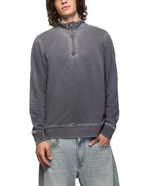 Lucky Brand Venice Burnout Mock-neck French-terry Quarter-zip Fleece Pullover - Gray