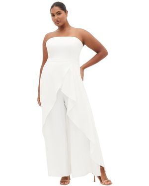 City Chic Attract Strapless Jumpsuit - White