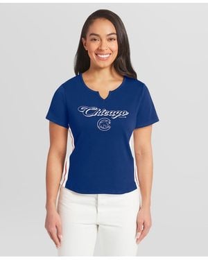 WEAR by Erin Andrews Royal Chicago Cubs Notch Neck Cropped T-shirt - Blue