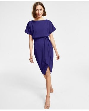 Kensie Blouson Wrap Dress - Blue