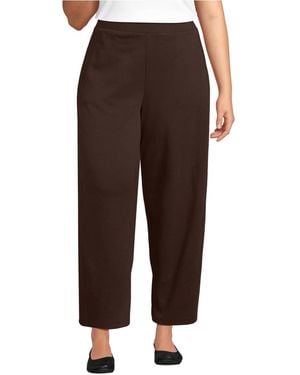 Lands' End Plus Size Sport Knit High Rise Barrel Ankle Pants - Brown