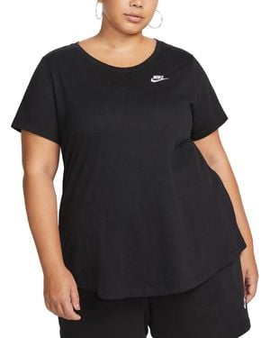 Nike Plus Size Active Sportswear Club Essentials Short-sleeve T-shirt - Black