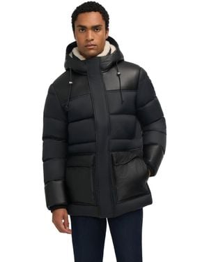 Pajar Men S Wolf Mix Media Faux Shearling Parka Puffer - Black