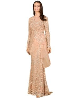 Lara Beaded Long Sleeve Gown - Natural