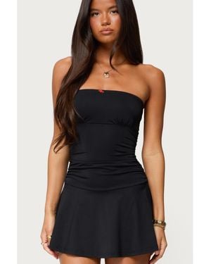 Edikted Evonna Strapless Flared Romper - Black