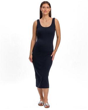 PIETRO BRUNELLI MATERNITY Maternity Ibiza Square-neckline Midi Ribbed Tank Dress - Blue