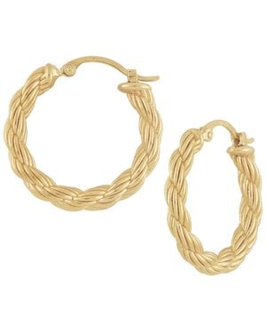 Macy's Sculptured Rope Chain Hoop Earrings - Metallic