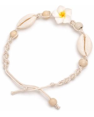 Rebl Jewelry Beaded Shell Flower Anklet - Metallic