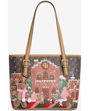 Giani Bernini Gingerbread Bears Tulip Tote - Red