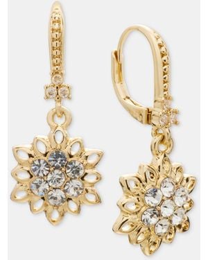 Marchesa Crystal Flower Drop Earrings - Metallic